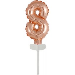 Rose Gold 8-as szám fólia léggömb, lufi tortára 13 cm