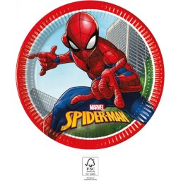 Pókember papírtányér, party tányér 8 DARABOS, 23 cm FSC Nr1