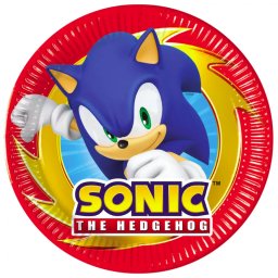 Sonic a sündisznó papírtányér, party tányér 8 DARABOS, 20 cm FSC Nr2