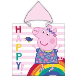 Peppa malac Happy strandtörölköző poncsó 55x110 cm (Fast Dry)