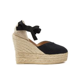 Manebi Espadrilles La Havana Heart-Shaped Wedge Espadrilles O 7.9 WH Fekete