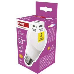 Emos LED izzó Classic A60 / E27 / 5,8 W (50 W) / 645 lm / Természetes fehér ZQ5E33 1525733471