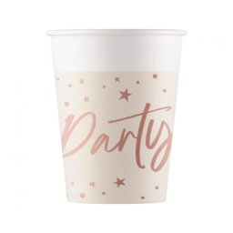 Papír pohár- party - rose gold csillagokkal, 200ml, 8 db/cs