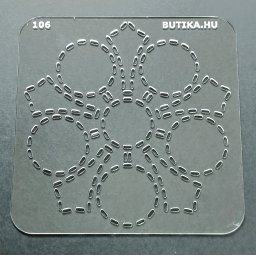 Műanyag stencil Sashiko varráshoz, csúcsos virág, 15x15cm, átlátszó, BTK0106