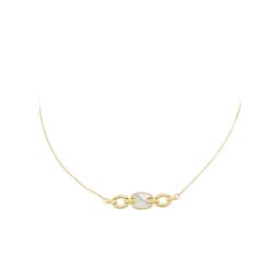 Gyöngyház betétes fantázia lánc 14kt sárga arany 40+3 cm