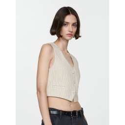Mango Mellény Celia 77080357 Bézs Slim Fit