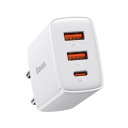 BASEUS COMPACT 30W Hálózati töltő 2x USB + USB Type-C fehér