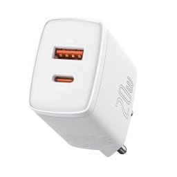 BASEUS CCXJ-B02 20W Mobiltelefon töltő USB + USB Type-C fehér