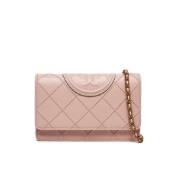 Tory Burch Táska Fleming Soft Polished Grain Chain Wallet 158604 Rózsaszín