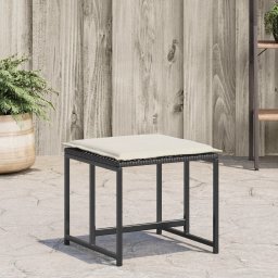 vidaXL 4 db fekete polyrattan kerti szék párnákkal