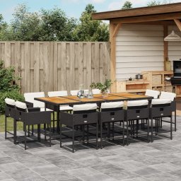 vidaXL 13 részes fekete polyrattan kerti ülőgarnitúra párnákkal