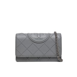 Tory Burch Táska Fleming Soft Polished Grain Chain Wallet 158604 Szürke
