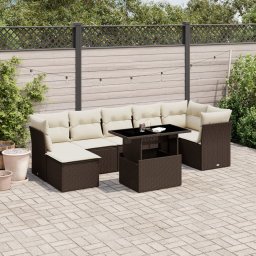 vidaXL 8 részes barna polyrattan kerti ülőgarnitúra párnákkal
