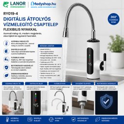 Digitális átfolyós vízmelegítő csaptelep flexibilis nyakkal - RY019-4