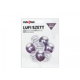 Boldog szülinapot lufi szett ezüst 25 cm, 4+4 db/csomag