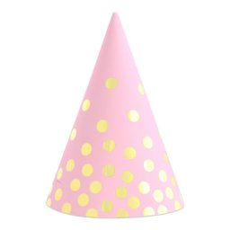 Pink kalap, arany pöttyös 6 db/csomag