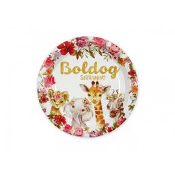 Papírtányér Boldog Szülinapot állatos 6db 22cm