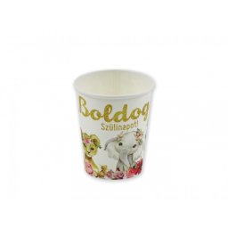 Papír pohár Boldog Szülinapot állatos 6db 250ml