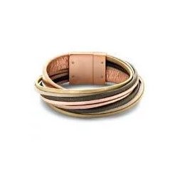 Victoria karkötő rose gold színű, színes bőr, rozsdamentes acél, 7 cm