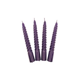 Gyertya kis csavart lila 17 cm x 2 cm, 4 db/csomag