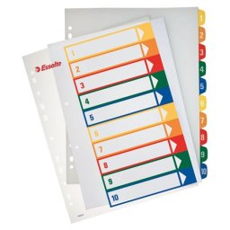 ESSELTE Regiszter, műanyag, A4 Maxi, 1-10, nyomtatható, ESSELTE, áttetsző