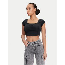 Converse Felső W Wordmark Corset Top 10026506-A01 Fekete Slim Fit