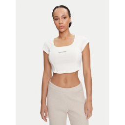 Converse Felső W Wordmark Corset Top 10026506-A02 Ekru Slim Fit