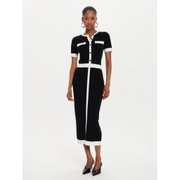 KARL LAGERFELD Kötött ruha 245W1331 Fekete Slim Fit