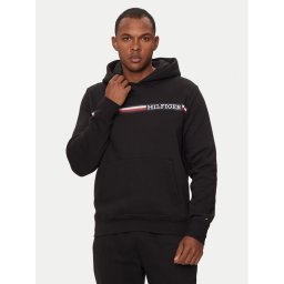 Tommy Hilfiger Pulóver Chest Stripe MW0MW36737 Fekete Regular Fit