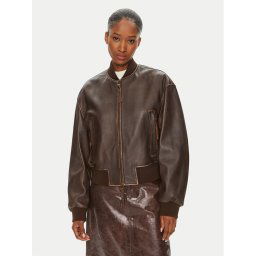 Weekend Max Mara Bőrkabát Hiltex 2425446031 Barna Relaxed Fit