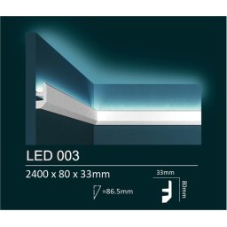 Dubai Decor LED003 rejtett világításos díszléc 2400 x 80 x 33 mm