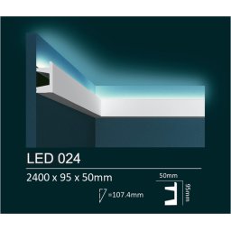 Dubai Decor LED024 rejtett világításos díszléc 2400 x 95 x 50 mm