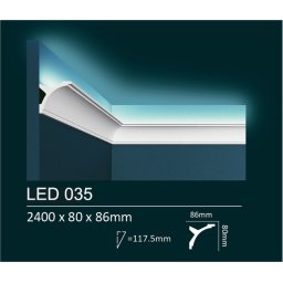 Dubai Decor LED035 rejtett világításos/holker díszléc 2400 x 80 x 86 mm