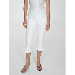 Mango Capri nadrágok Priscila 77030383 Fehér Slim Fit