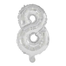 Óriás 8-as Silver szám fólia lufi 85 cm