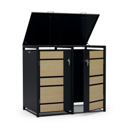 Blumfeldt BinSafe szeméttároló doboz 2x 240 L, időjárásálló, zárható, horganyzott acélból (KG29-2door-maplebl)