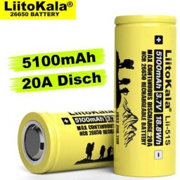 Liitokala Li-ion 3.7v 26650 5100mah 20a Hegesztett Füllel (5604)