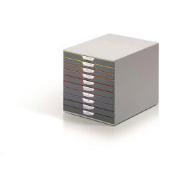 DURABLE Irattároló, műanyag, 10 fiókos, DURABLE "VARICOLOR(R) 10", szürke