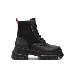 Tommy Jeans Bakancs Tjw Chunky Lace Up Boot Mix Mat EN0EN02554 Fekete