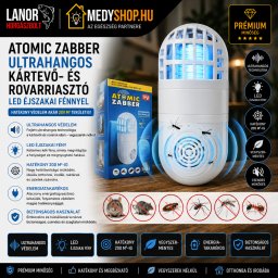 Atomic Zabber ultrahangos kártevő- és rovarriasztó LED éjszakai fénnyel 200 m² - fehér