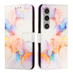 ART MARBLE Pénztárcahuzat Sony Xperia 1 VI készülékhez WHITE NARANCS