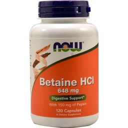NOW Foods Betaine HCl, 648 mg, 120 db