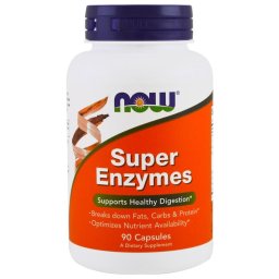 NOW Foods Super Enzymes, Emésztés elősegítő enzimek, 90 db