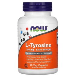 NOW Foods L-tirozin, extra erős, 750 mg, 90 db