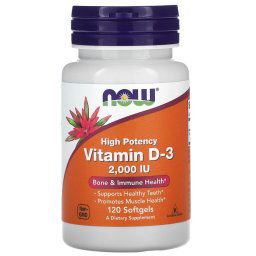 NOW Foods D3-vitamin, nagy hatékonyságú, 2000 NE, 120 db