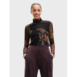 Desigual Blúz MONSIEUR CHRISTIAN LACROIX Friends 22WWTK39 Fekete Slim Fit