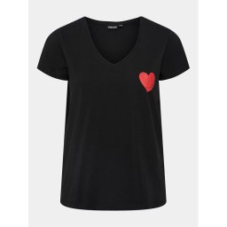 Pieces Póló Musi 17148651 Fekete Regular Fit