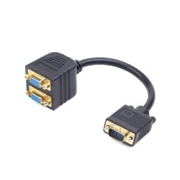 VGA elosztó adapter kábel 0.2m fekete Gembird (CC-VGAX2-20CM)