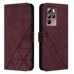 TRIANGLE Pénztárca tok szíjjal HTC U24 Pro bordó