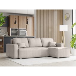 Világosbézs sarokkanapé SMART COSARO, kétoldalas + 2 párna AJÁNDÉK